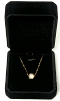 New 18K Gold Plated Simulated Diamond Cluster Necklace on Adjustable Chain 16" - 18" Long