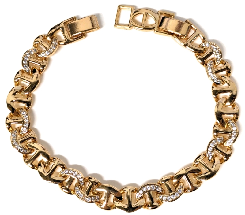 New 18K Gold Plated 8.0mm Crescent Bracelet - Adjustable 7" - 8" Long