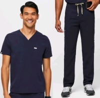 New Size LG/LG Reg Men's FIGS: Chisec Three-Pocket Scrub Top & Axim Cargo Scrub Pants | Retails Over $130!