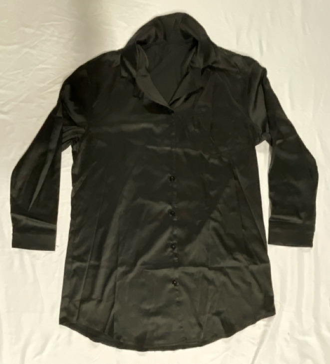 New Size Medium Ladies Long-line Silky Button Up Shirt