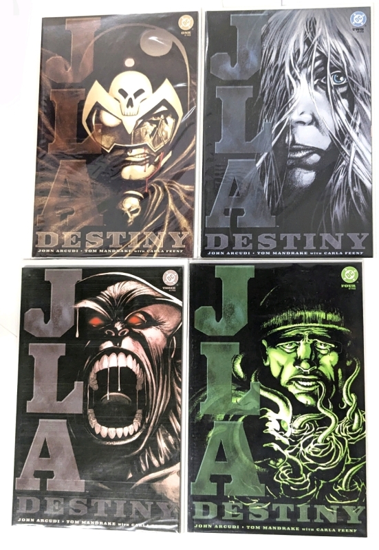4 DC Comics Rare Run JLA Destiny Issues #1 - #4, All Bagged & Boarded