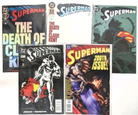 5 Vintage 1997 DC Comics (4 Direct Sale) SUPERMAN Rare Covers & Variant Cover Issues : 1995 The Death of Clark Kent &times;2, 1997 #120 + #121, 2004 #200, All Bagged, 2 Also Boarded