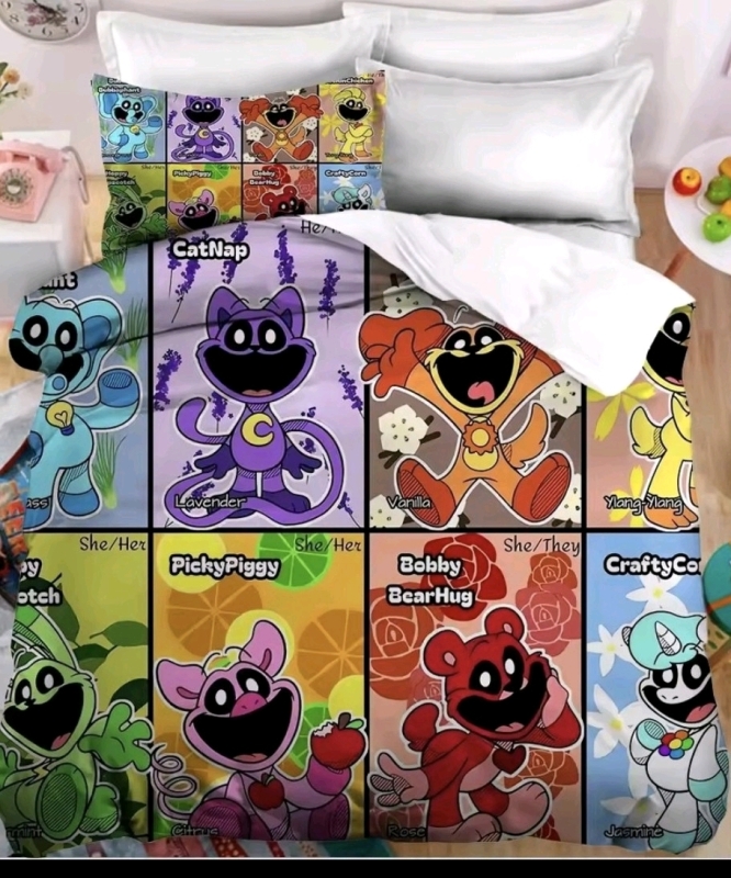 New sz Twin Duvet Cover & Pillowcases "Smiling Critters" Part of the Poppy Playtime Universe.