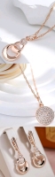 3 New Pieces July Dream Jewelry: Luxury Round Pendant Zircon Earrings, Smooth Round Paved Zircon Necklace, Interlocking Zircon Necklace - Chains 19" Long