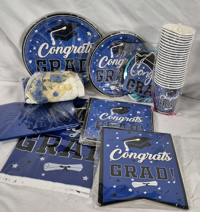 New Graduation Party Decorations Kit Plates, Cups, & Balloons +