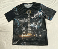 New Size Large Men&rsquo;s Guitar print T-shirt