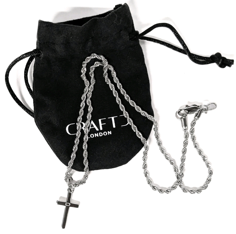 New CRFTD LONDON Hypoallergenic, Water, Heat & Sweat-Proof Cross on 21" Long Rope Chain | Similar Retails Over $50!