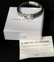 New Farm House Peace : (French) &Agrave; MON HOMME - 8" Leather Bound Infinity Bracelet "Je T'Aimr &agrave; l'infiniti" Etched on Clasp - Retails $50!