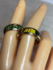 Two 8mm Titanium Stainless Steel Wedding Band Ring one Full Explosion Koa Wood Inlay Size 13 Second Green Accents Size 12 - 4