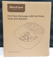 New in Box MaxKare Foot Spa Massager w/ Full Roller, Heat and Bubbles | Package Measures 16" Tall, 13" Wide