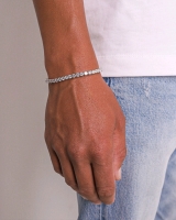 New DRIPPY Amsterdam Rhodium Tennisboy Bracelet. - 4MM, 8" Long - Retails Over $150!
