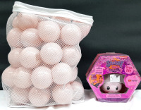 As New "My Squishy Little Dumplings" Diva Dee Squish Toy & 20+ Pink Ball Pit Balls | Dumpling Toy Packaging Measures 6&frac12;" Tall, 7" Wide