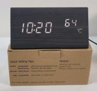 Wooden LED Time Display Alarm Clock w/Humidity & Temperature Display