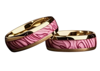 Two Elegant 8mm Golden Stainless Steel Rings Pink Abalone Shell Inlay Size 7