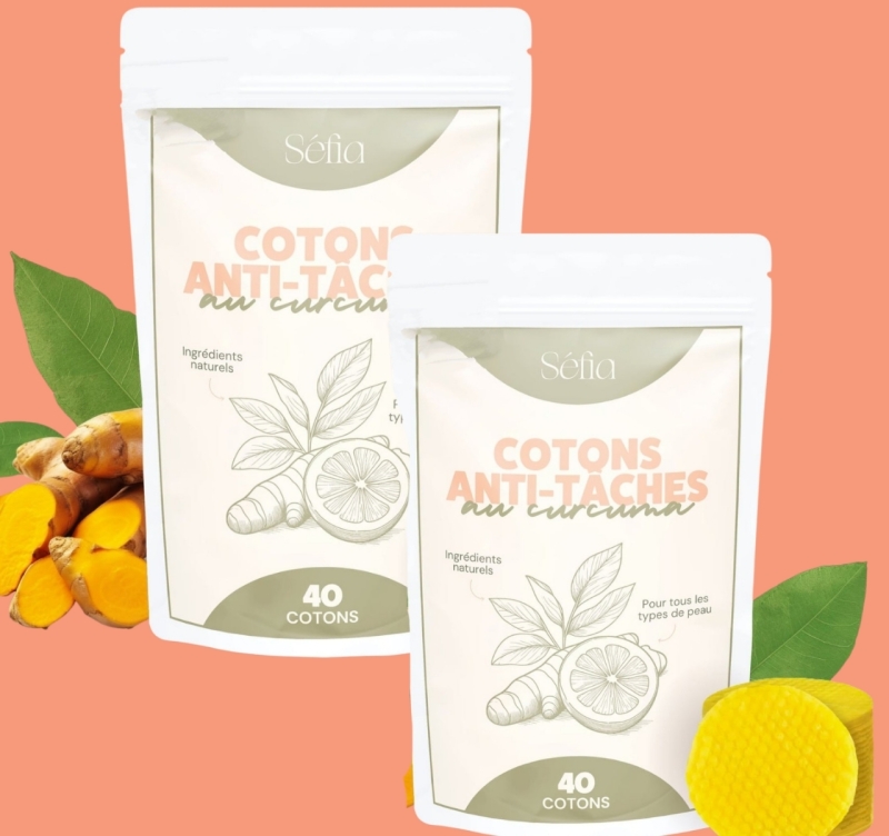2 New S&eacute;fia Skin Cotons with Turmeric, Chrysanthemum & Kogic Acid for Skin Imperfections (Acne, Hyperpigmentation+) - 40 Cotons per Bag, EXP 11/2017