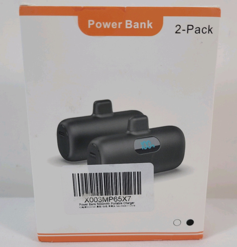 New - 2-Pack Power Bank 5000mAh Portable Charger . Model # HC45X2