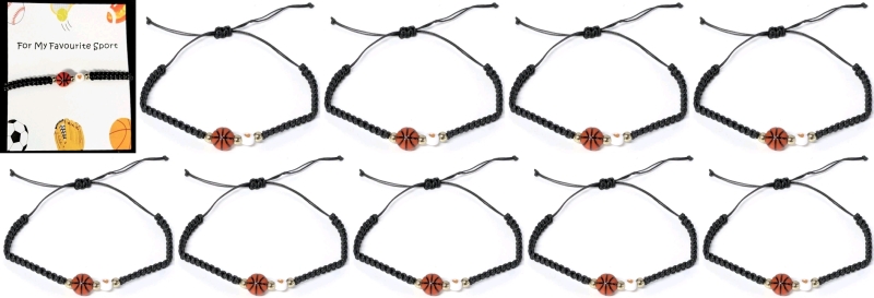 10 New Basketball-Themed Knotted Cord Bracelets - One Size Fits Most Youth to Adults