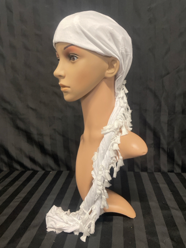 New Size Sm-Med Ladies Satin-lined Hair Wrap with Decorative Tassels