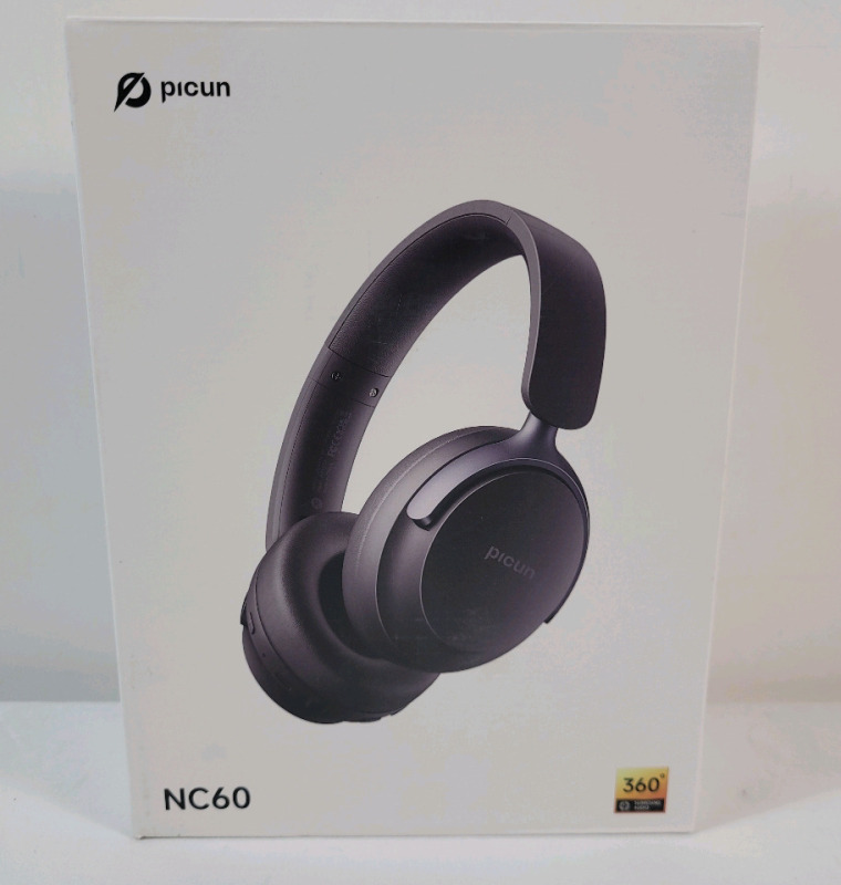 As New - Picun NC60 Bluetooth Wireless Headphones , Black . Tested Working