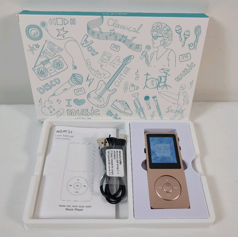 AGPtek 16gb MP3 Player / Voice Recorder / Radio . Tested Powers Up , Not Tested Beyond Power Up