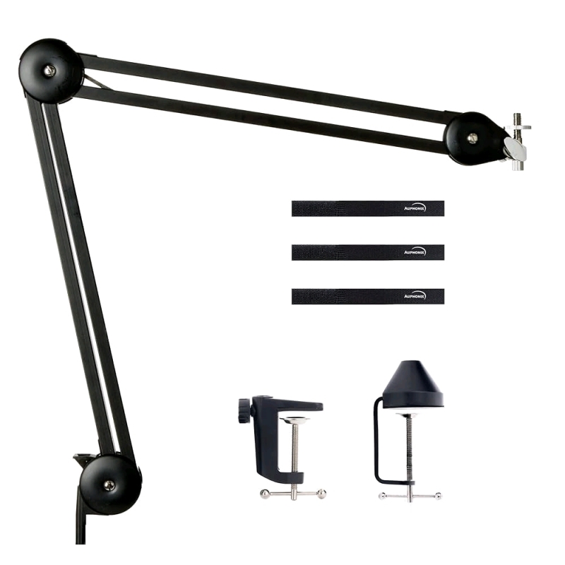 New AUPHONIX PRO Mic Arm Stand &ndash; Microphone Scissor Boom w/Clamp - Compatible w/Standard Shock Mounts<br/>