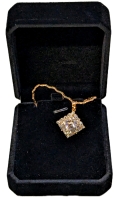 New 18k Gold Plated 1.0ct Square Halo Necklace - Chain 18" Long