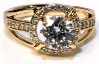 Newc18k Gold Plated 1.0ct Simulated Diamond Halo Ring - Size 7