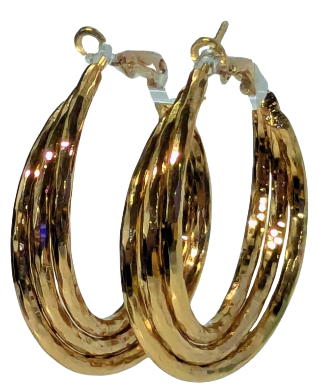 New 18k Gold Plated Triple Hoop Earrings