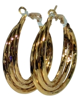 New 18k Gold Plated Triple Hoop Earrings