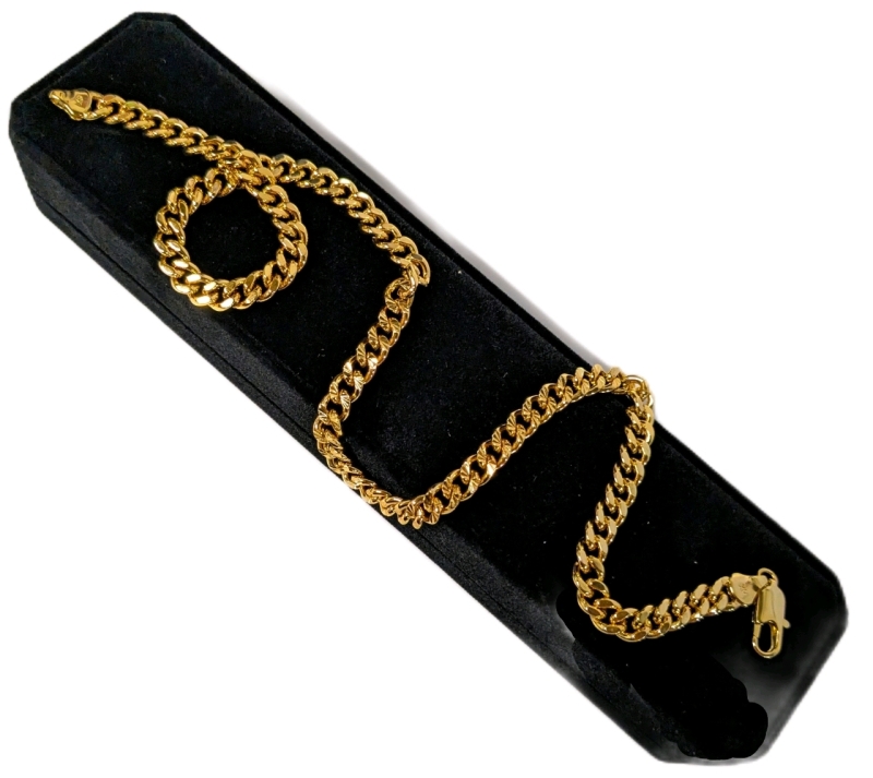 New 14k Gold Plated 7.5mm Cuban Link Necklace - 18" Long