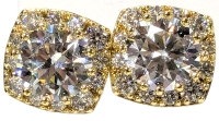 New 14k Gold Plated 2.0ct Each Simulated Diamond Halo Stud Earrings