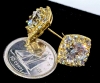 New 14k Gold Plated 2.0ct Each Simulated Diamond Halo Stud Earrings - 4