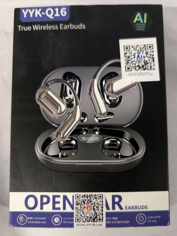 As-New YYK-Q16 True Wireless Open Air Earbuds with With Ai Language Translation.