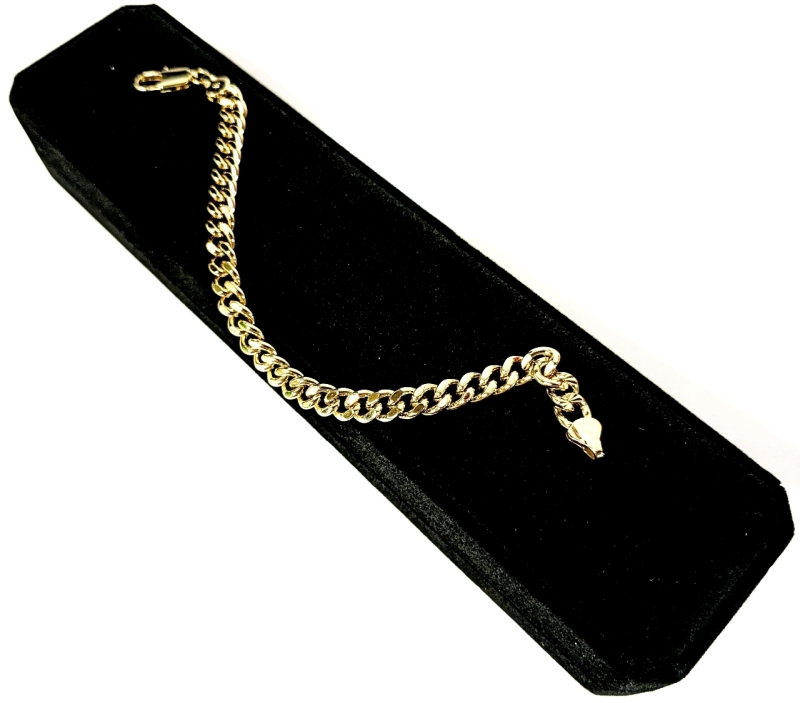 New 14k Gold Plated 7.5mm Cuban Link Bracelet - 8" Long