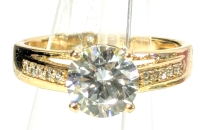 New 18k Gold Plated 1.0ct Simulated Diamond Chanel Ring - Size 6
