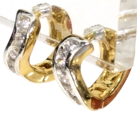 New 24k Gold Plated 12.0mm Simulated Diamond Swirl Huggie Earrings