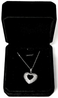 New Platinum Heart Cluster Necklace - Chain Adjustable 20" - 22" Long
