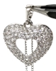 New Platinum Heart Cluster Necklace - Chain Adjustable 20" - 22" Long - 3
