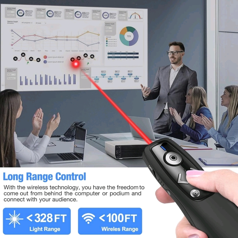 New in Box | Wireless Presentation Remote / Clicker for Powerpoint, Mac & PC Computers & Laptop
