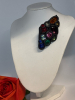 Vintage Signed Black Multi Colour Stone Signature Piece Brooch Diamond Shaped approximately 3 x 1.75 inch - 2