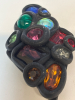 Vintage Signed Black Multi Colour Stone Signature Piece Brooch Diamond Shaped approximately 3 x 1.75 inch - 6