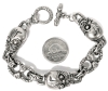 Neat Skull/ Creature Bracelet with Detailed Snake Links & Double Serpent & Ouroboros Toggle Clasp - 7.5" Long - 2