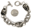 Neat Skull/ Creature Bracelet with Detailed Snake Links & Double Serpent & Ouroboros Toggle Clasp - 7.5" Long - 3