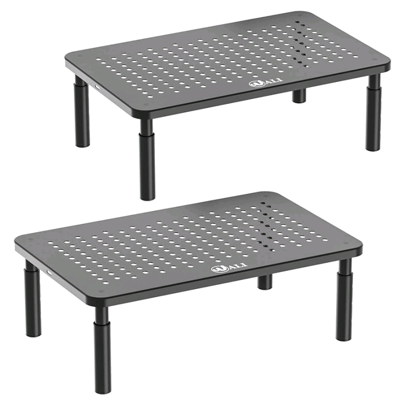 As-New in Box | WALI 2pk Dual Monitor Stands for Desk, Adjustable / Laptop Riser with Airflow Vents / Desk Organizer for Computer, Laptop, Printer, Notebook...etc (STT003-2)