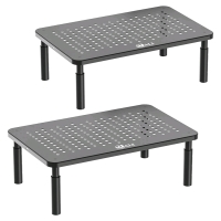 As-New in Box | WALI 2pk Dual Monitor Stands for Desk, Adjustable / Laptop Riser with Airflow Vents / Desk Organizer for Computer, Laptop, Printer, Notebook...etc (STT003-2)