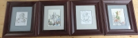 4 Framed Prints by Sharon M. Smith. "Peter Pan", "Making Wishes Come True", "The Story Teller" & "The Wizard and the Little Artists". With Frame Measures 12" by 14"