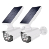 As-New in Box | WALI 2pk Dummy Fake Camera, Security Camera with Motion Sensor Light, Simulated Surveillance Security CCTV Dome Cameras Indoor Outdoor (TCW2-SOL), White-Solar (Lights Only, No Nuts or Bolts)