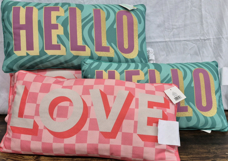 4 New Fun Colourful Decorative Pillows 20 by 9"