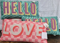 4 New Fun Colourful Decorative Pillows 20 by 9"