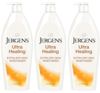 3 As-New JERGENS Ultra Healing 48 Hour Moisturizer, Repairs & Heals Extra Dry Skin - 621ml ea (One pump cap has fallen off